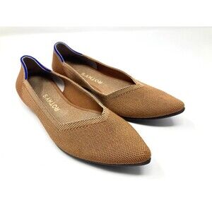 Women’s Rothy’s Pointy Toe Flats Burnt Orange Slip On Ballet Shoes Sz W 8